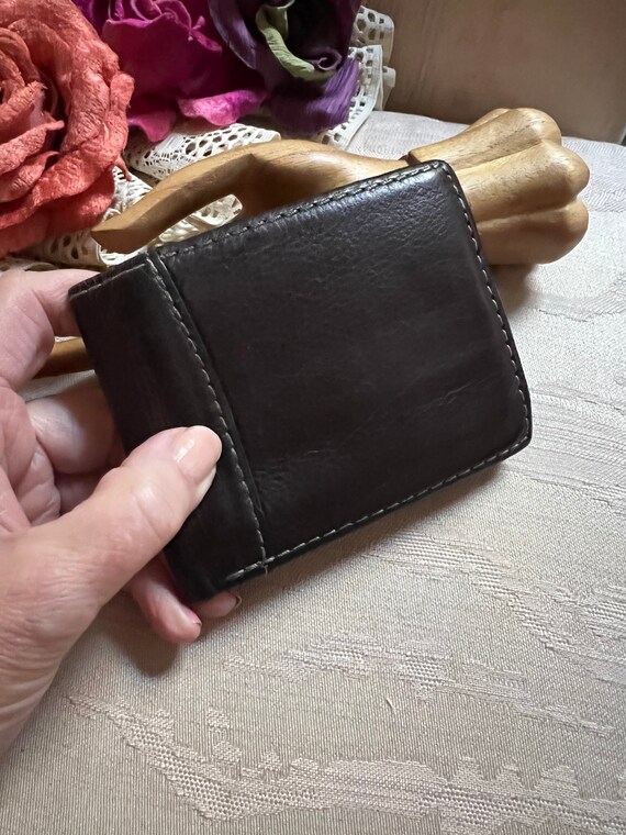 Tri Fold Dark Brown Leather Wallet - Etsy