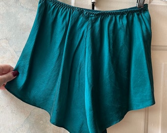 Vintage teal green sandwashed silk panties S, Victoria's Secret teal silk panties S, high cut silk tap panties S, Victoria's Secret panty