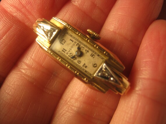 Vintage delicate deco 10kt gold filled watch face