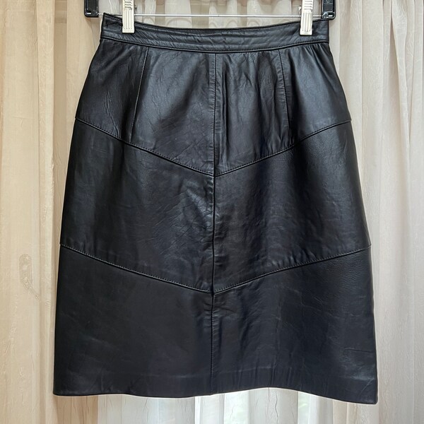 Black Leather Skirt - Etsy