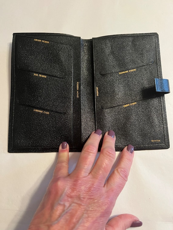 Vintage unisex black passport wallet, Buxton black