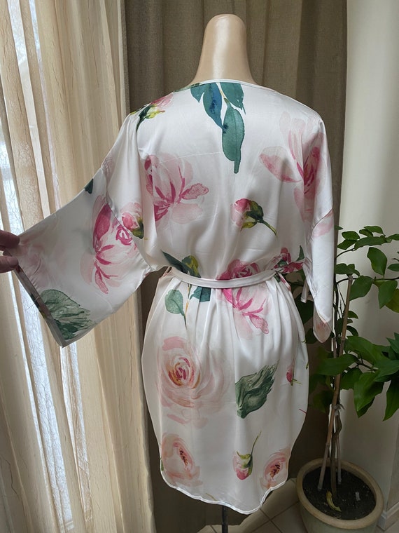 Vintage bridal wedding flowery robe S, bridesmaid… - image 6