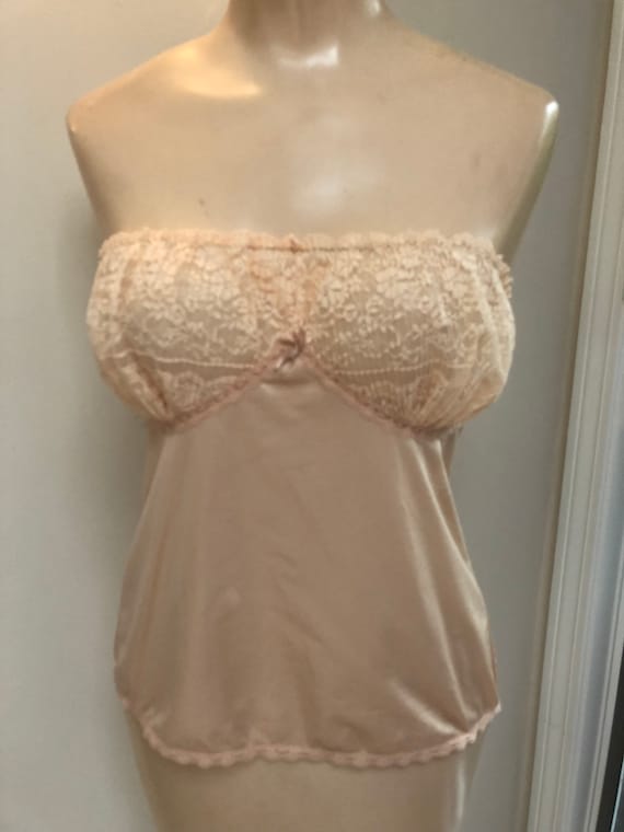 Vintage nude blush lace trim Yves Saint Laurent ca