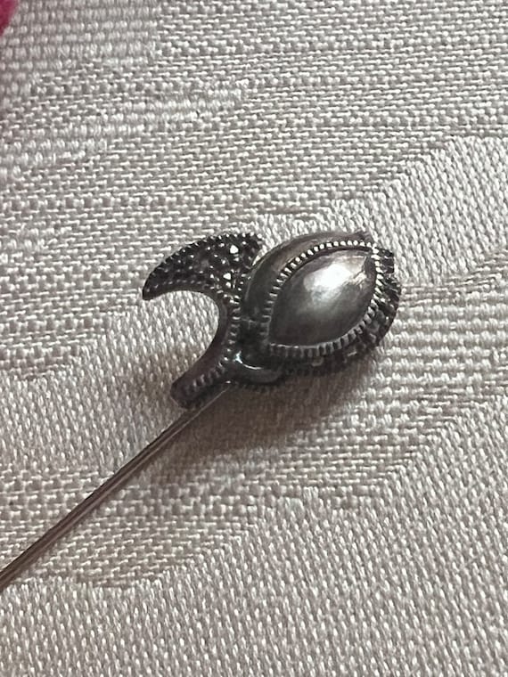 Vintage sterling silver marcasite stick pin, sterl