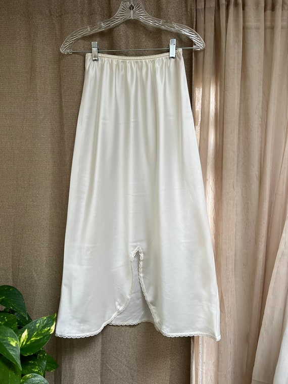 Vintage midcalf ivory sateen skirt slip M, Warner… - image 3