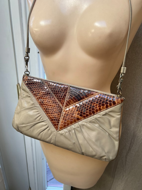 Vintage Caprice tan rust snake skin shoulder bag, 