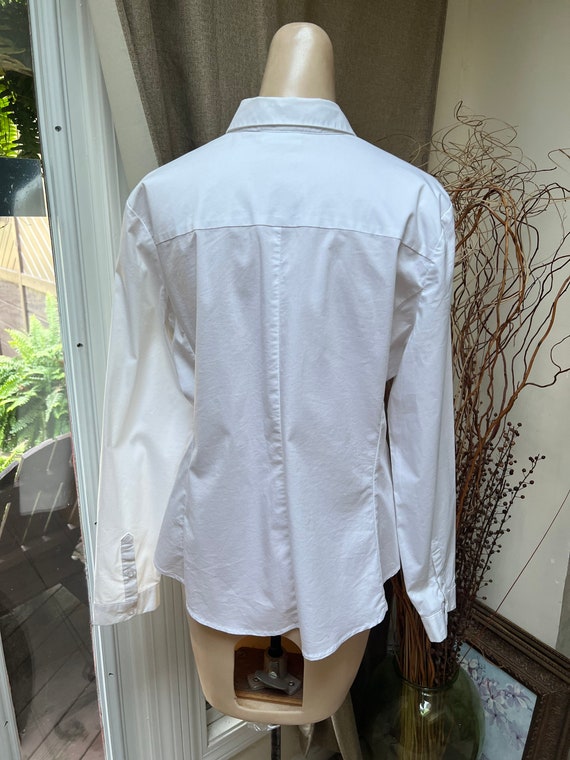 Vintage white cotton blend jeweled blouse S/M, wh… - image 7