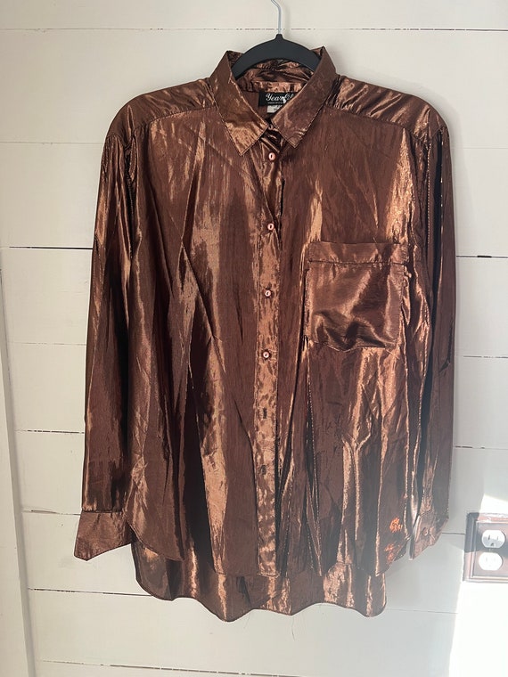 Vintage copper metallic lightweight shirt tunic M,
