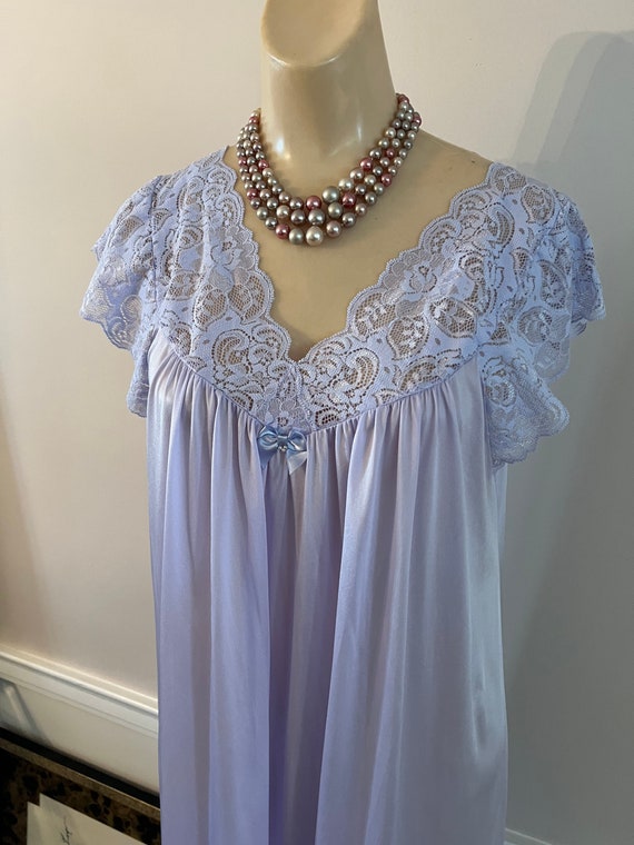 Vintage dusty lavender Shadowline long night gown… - image 9