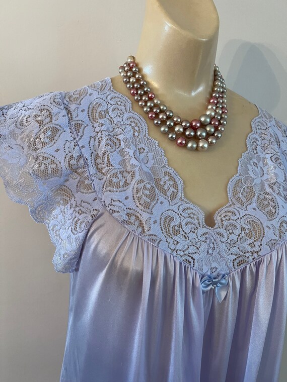 Vintage dusty lavender Shadowline long night gown… - image 3