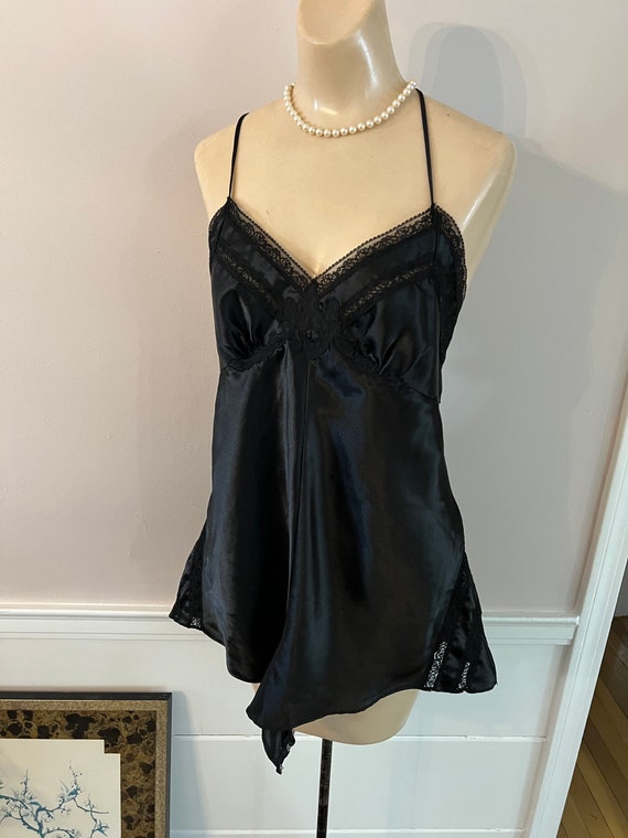 Vintage Victoria's Secret silky black teddy L, bla