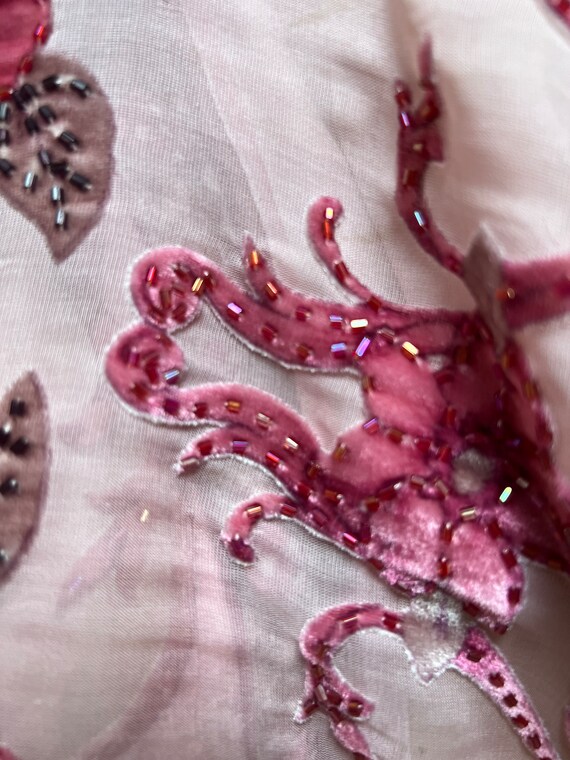 Vintage pink tones beaded fringe shoulder wrap TO… - image 10