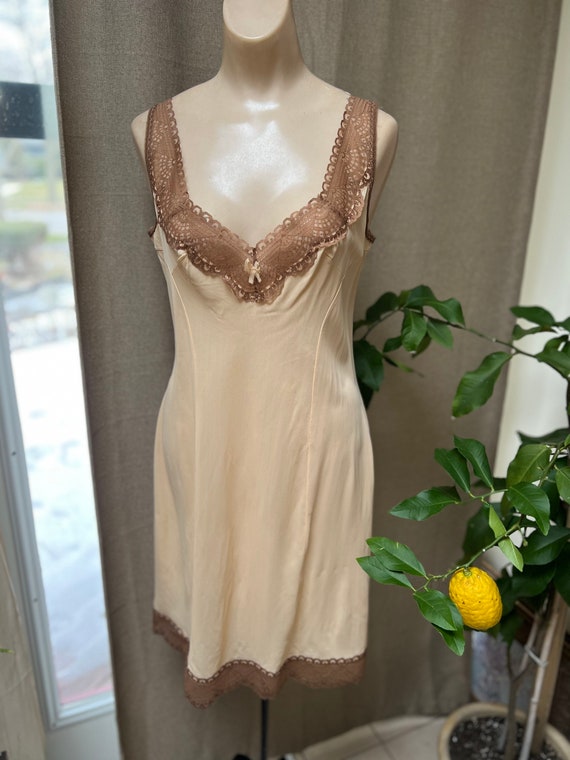 Vintage Belbina gold taupe S slip or night gown, r