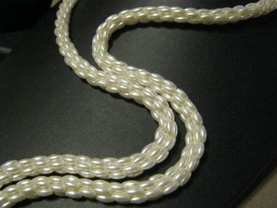 Vintage faux pearl  tassel necklace earrings set,… - image 5