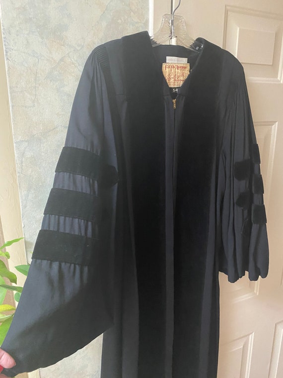 Vintage black velvet Phd. graduation robe, Fifth A