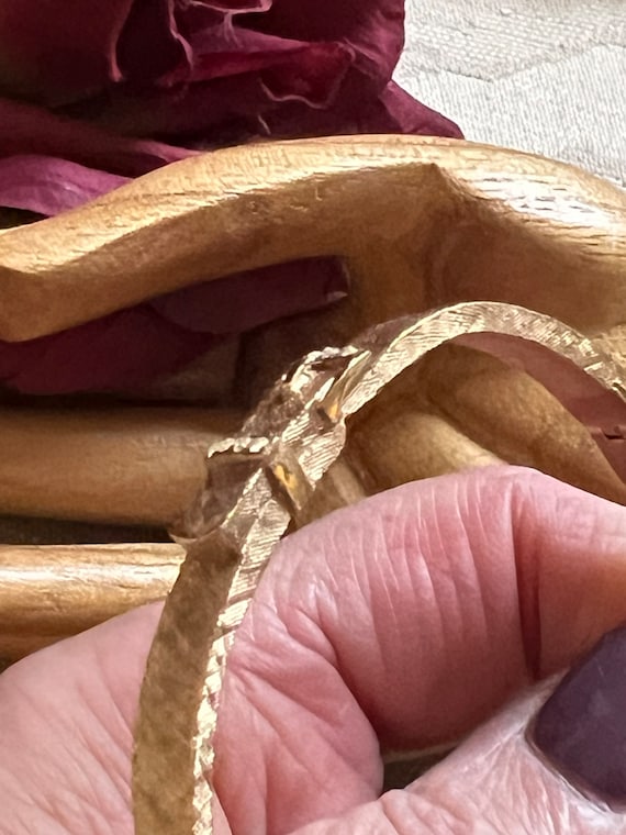 Vintage brushed goldtone buckle bangle bracelet, h