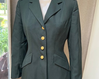 Vintage woman's army green military jacket S, genuine custom made military jacket S/6, fitted woman's army blazer S