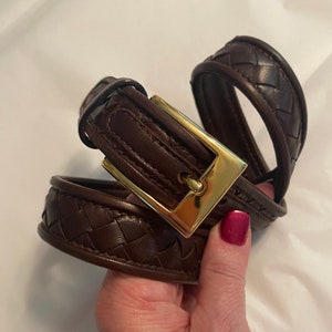 Vintage Brown Woven Leather Cole-haan Belt 27-31 display picture 3