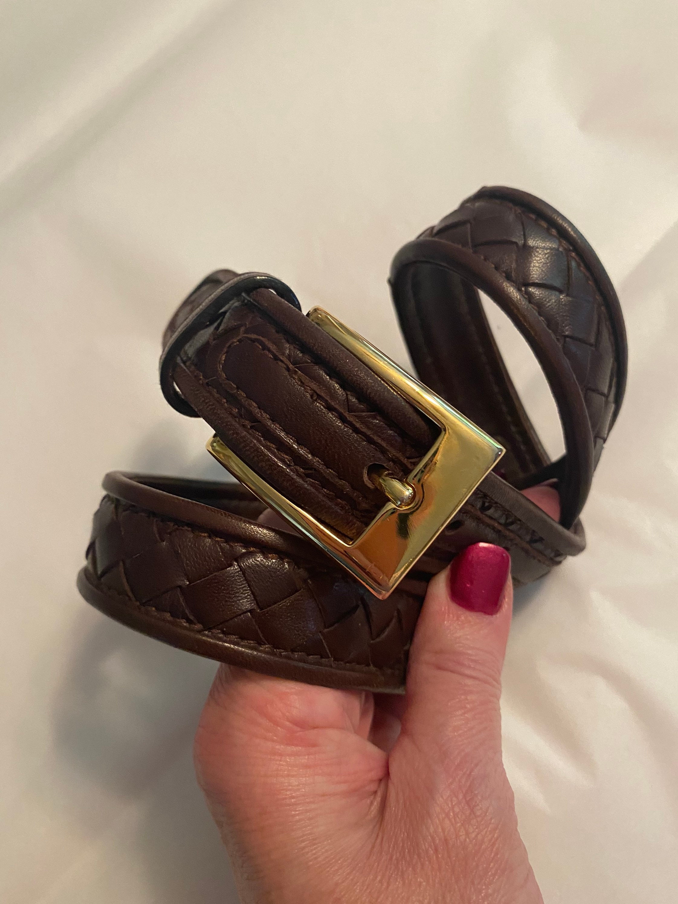 Vintage Brown Woven Leather Cole-haan Belt 27-31