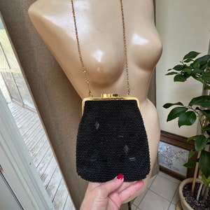 La Regale Bag Purse Vintage Black Lace Beaded Hand Made Elegant Evening  Shoulder