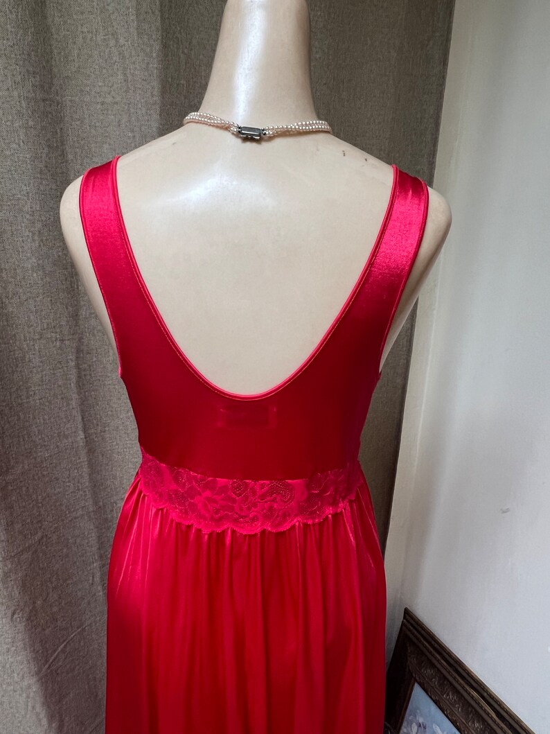 Vintage Shadowline Tomato Red Knee Night Gown M, Shadowline Red Fitted ...