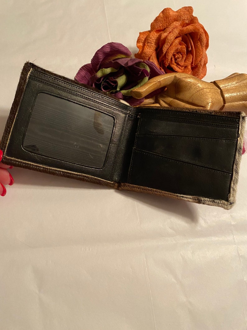 men/'s hair calf wallet Vintage hair calf leather folding wallet men/'s brown black beige fur wallet men/'s folding wallet men/'s fur wallet