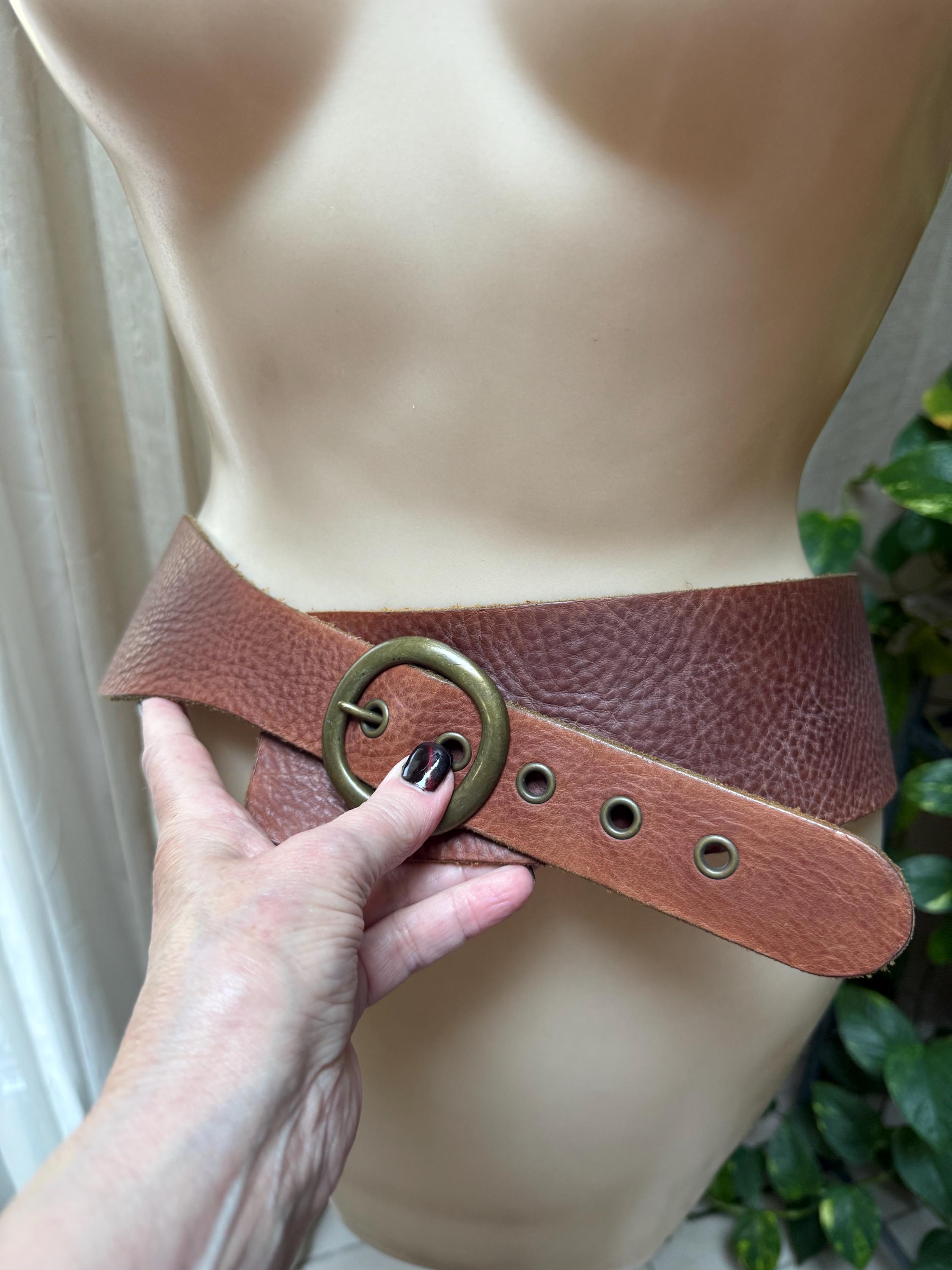 Vintage Wide Gap 1969 Brown Leather Belt L, Made USA Gap  display picture 3
