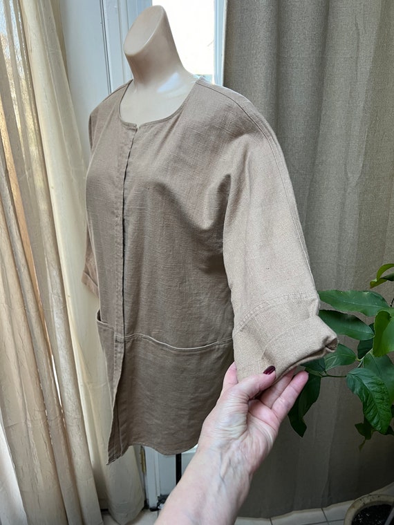 Vintage khaki linen blend Chico topper jacket S/M… - image 3