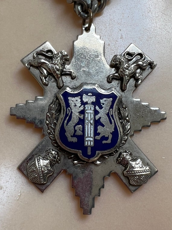 Vintage ornate silvertone French heraldry, French 