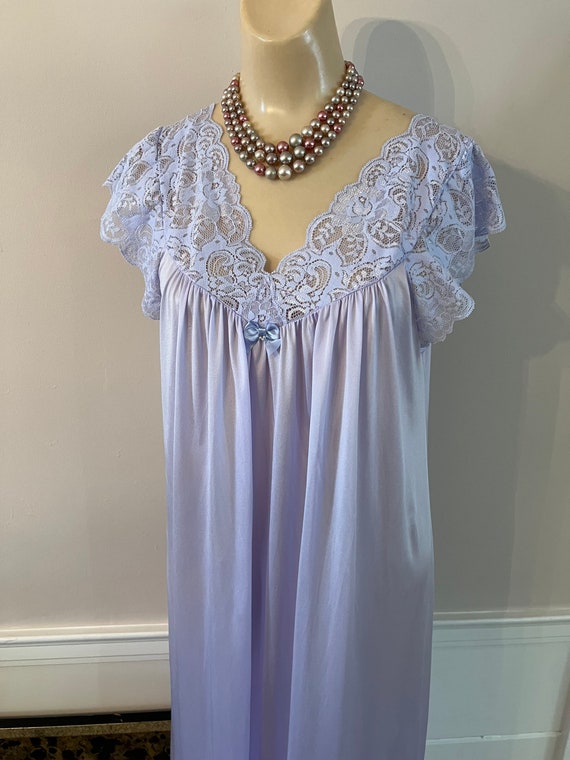 Vintage dusty lavender Shadowline long night gown… - image 1