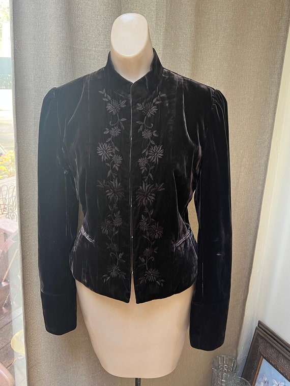 Vintage Brown Panne Velvet Fitted Blazer jacket S Slinky Panne
