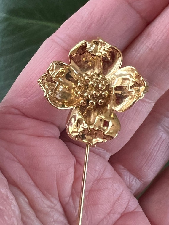 Vintage goldplate artisan crafted pansy flower sti