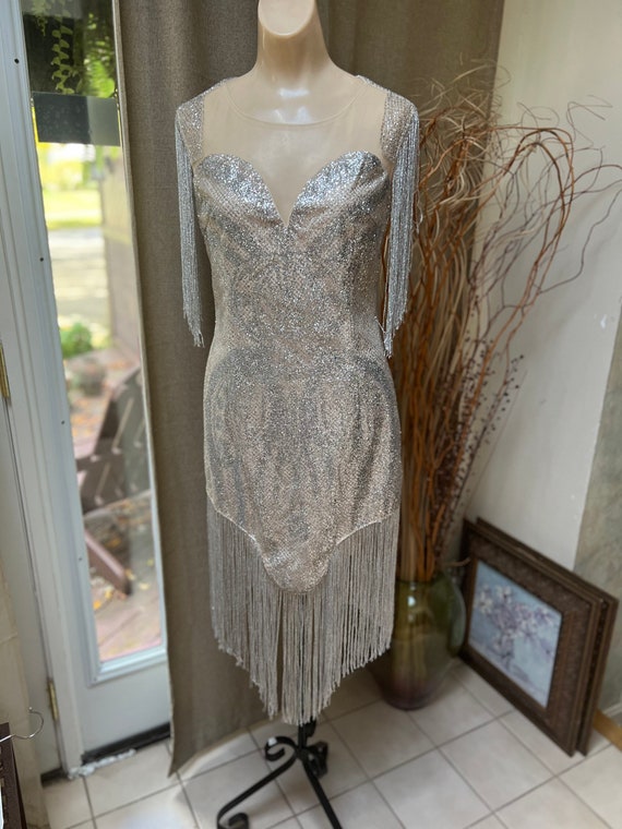 white christmas dresses Silver One Shoulder Fringe Hem Sequin Mini Dress – Aquarius Brand