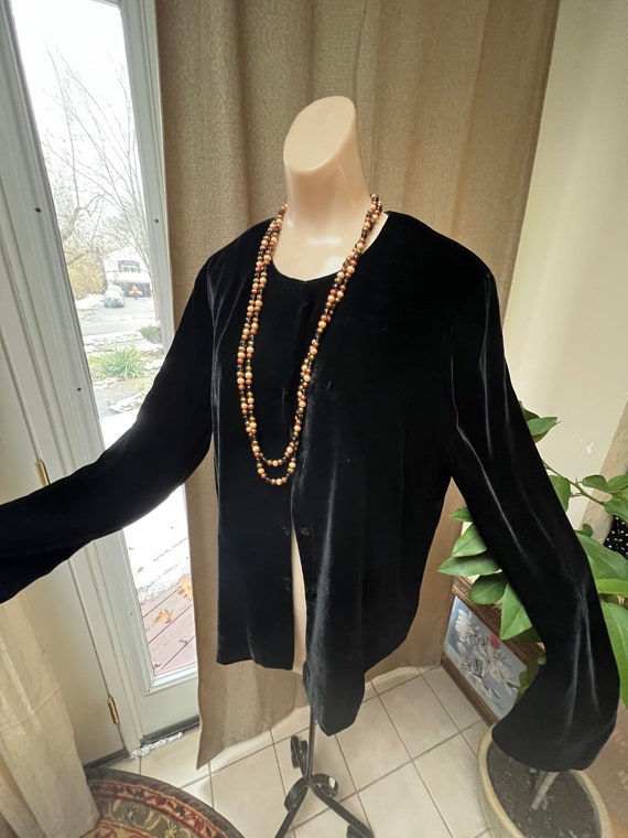 Vintage Black Silky Blend Slinky Velvet Evening Jacket 12 Dana Buchman Viscose Silk Blend Velvet Button Down Tunic Dressy Black Velvet Top Etsy Australia