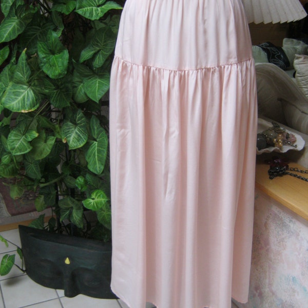 Vintage pale pink silk long skirt, pink maxi skirt, IB Diffusion dropped waist pink skirt, soft pink silk maxi skirt size 10, spring skirt