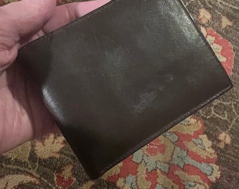 Vintage very soft dark brown leather bifold wallet, men's brown leather retro bilfold, midcentury soft leather men's wallet