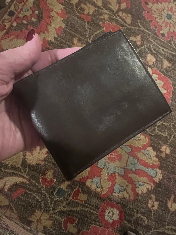 Vintage very soft dark brown leather bifold wallet
