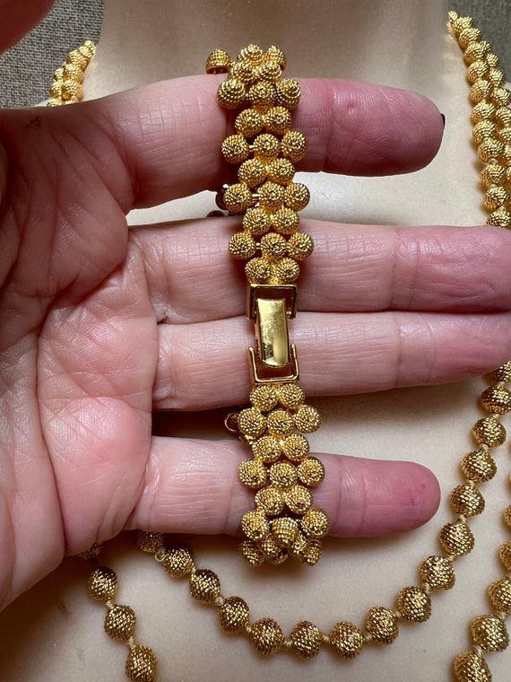 Vintage 18kt goldplate bead necklace bracelet set… - image 7