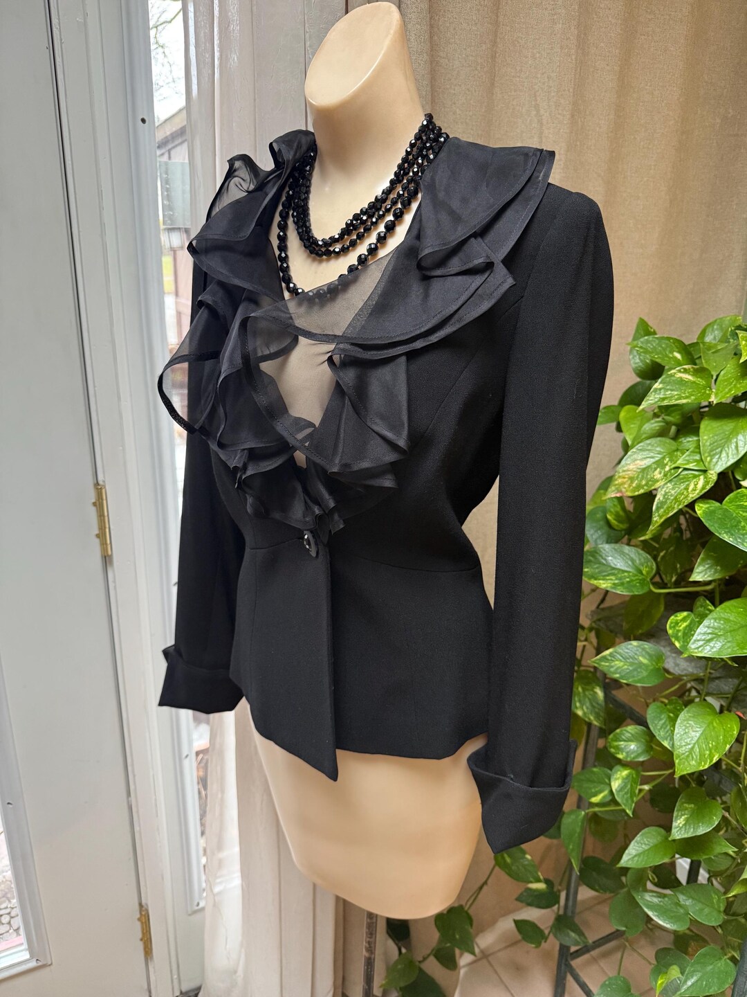 Ruffle Hem Collared Blazer main image 1