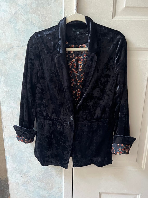 Vintage slouchy black panne' velvet blazer/jacket 