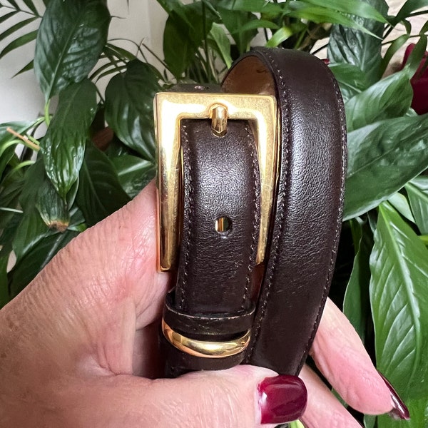 Vintage dark brown Talbot's leather belt XS, 24-28" waist Talbot belt, narrow brown Talbot's belt, skinny brown Talbot leather belt XS
