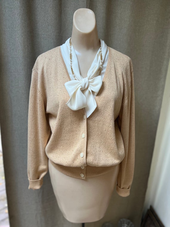 Vintage gold metallic cardigan sweater S, dressy g