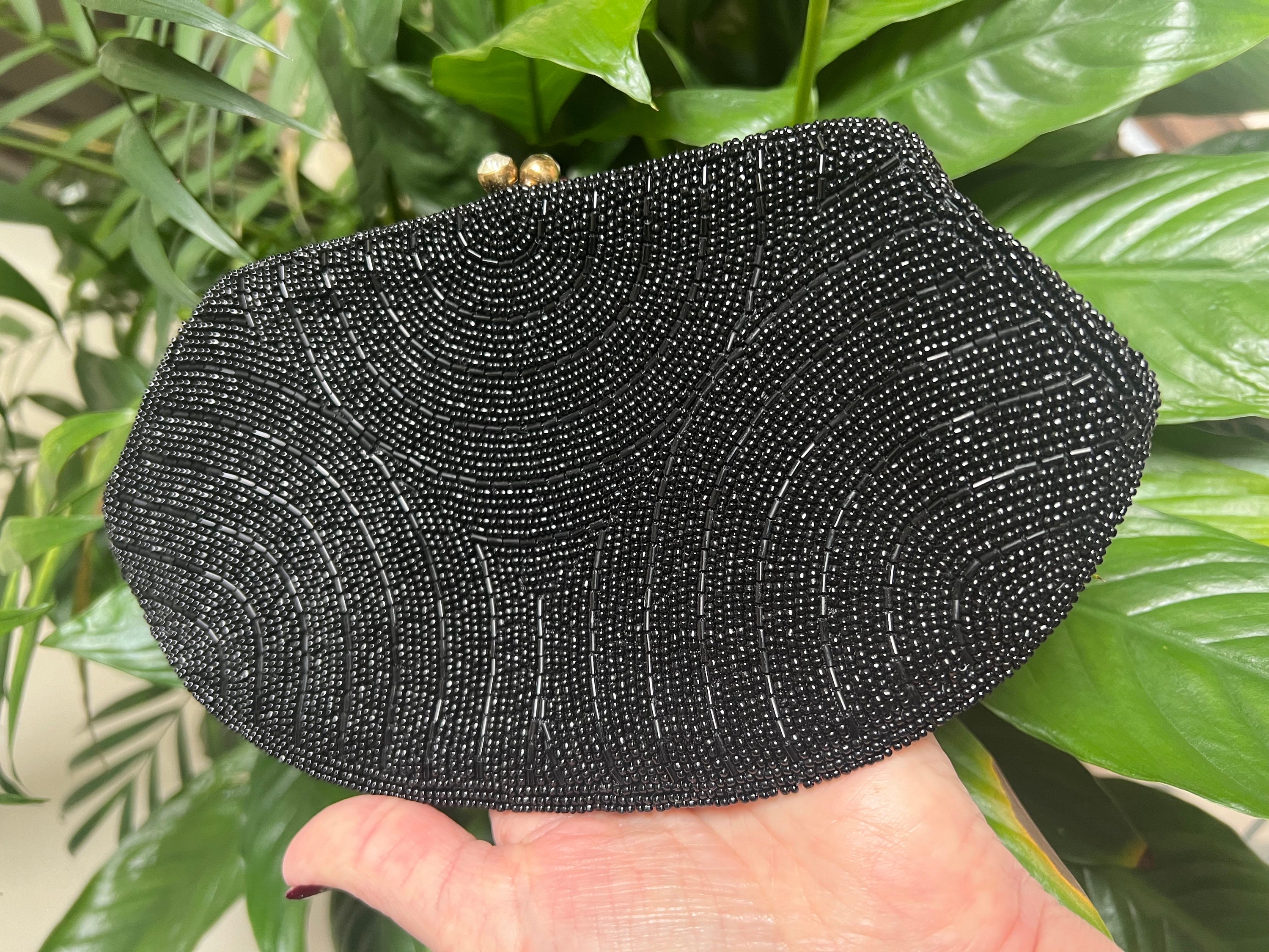 Vintage black beaded evening bag new arrivals