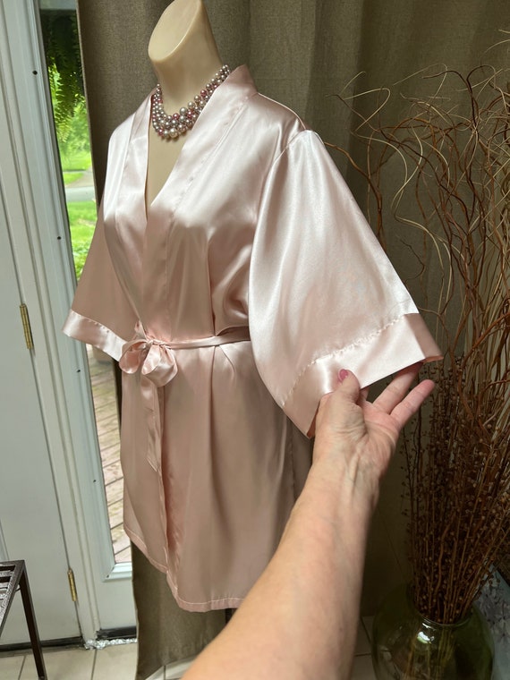 Vintage dusty mauve blush wrap tie robe S, pink bl