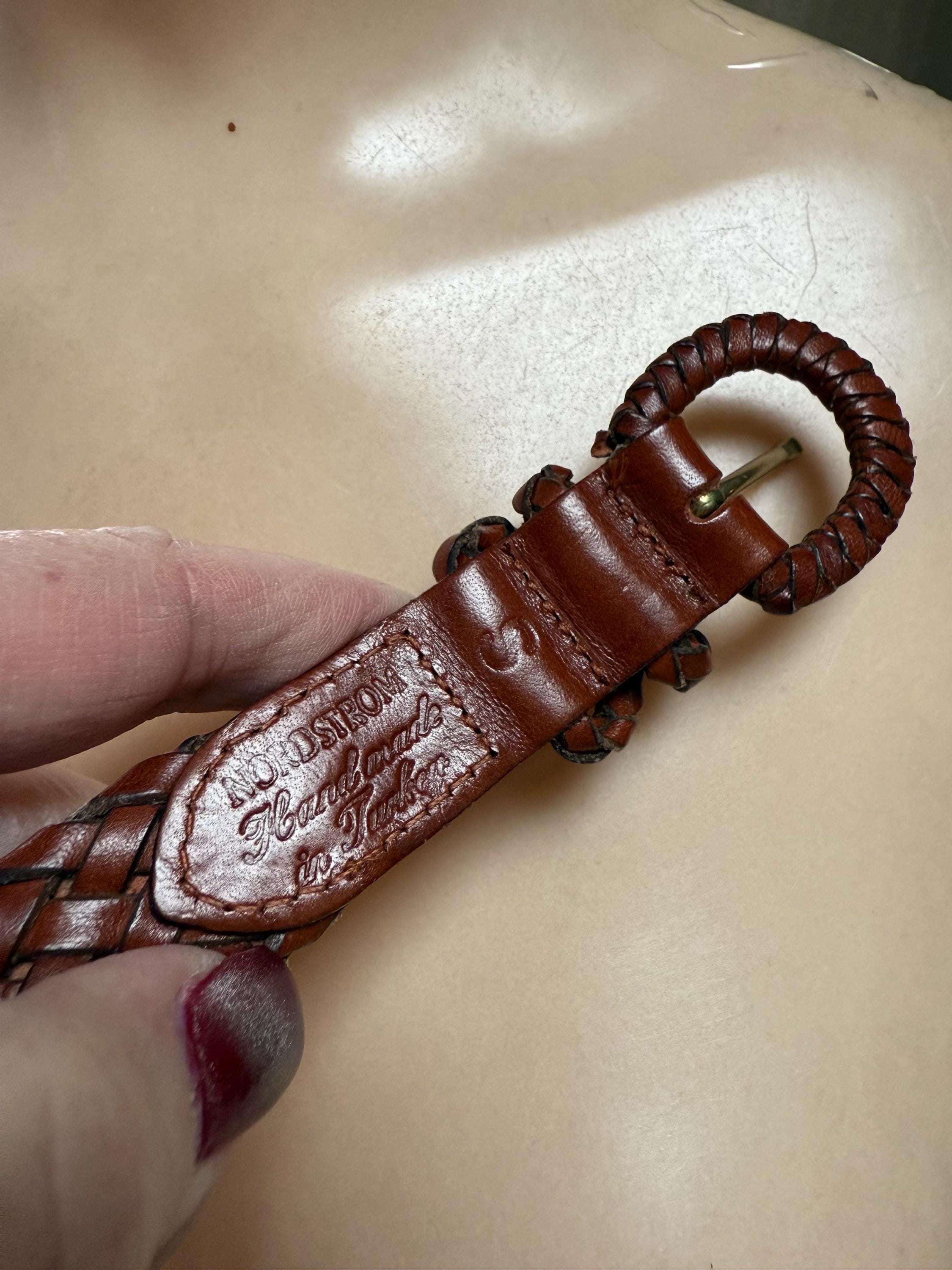 New Nordstrom Handcrafted Six-Strand Braided Leather Belt Womens 1X Brown Buy Boden Brown Woven Leather Belt from Next USA main image 2