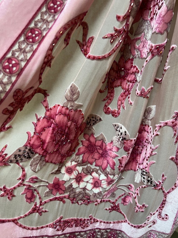 Vintage pink tones beaded fringe shoulder wrap TO… - image 6