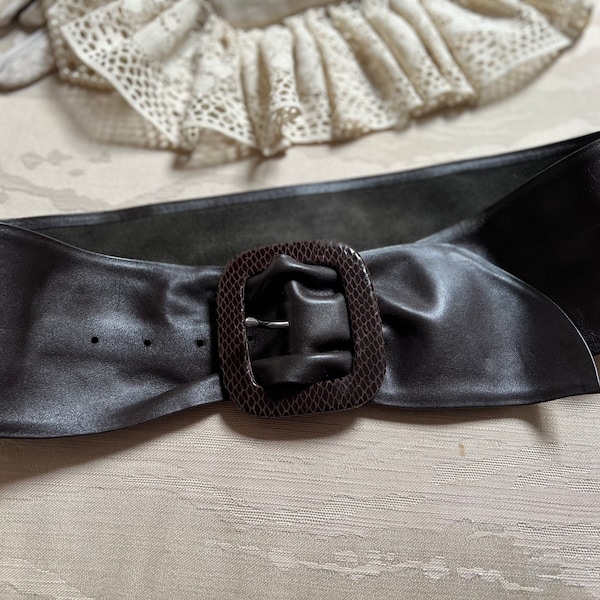 Vintage wide dark brown WCM waist belt S, soft wide leather belt 26-30" waists, dark brown leather belt, small waist belt, belt accessories