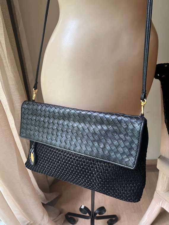 Vintage Black Sharif/jay Herbert Black Woven Leather/fabric