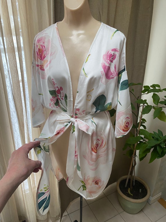 Vintage bridal wedding flowery robe S, bridesmaid… - image 10