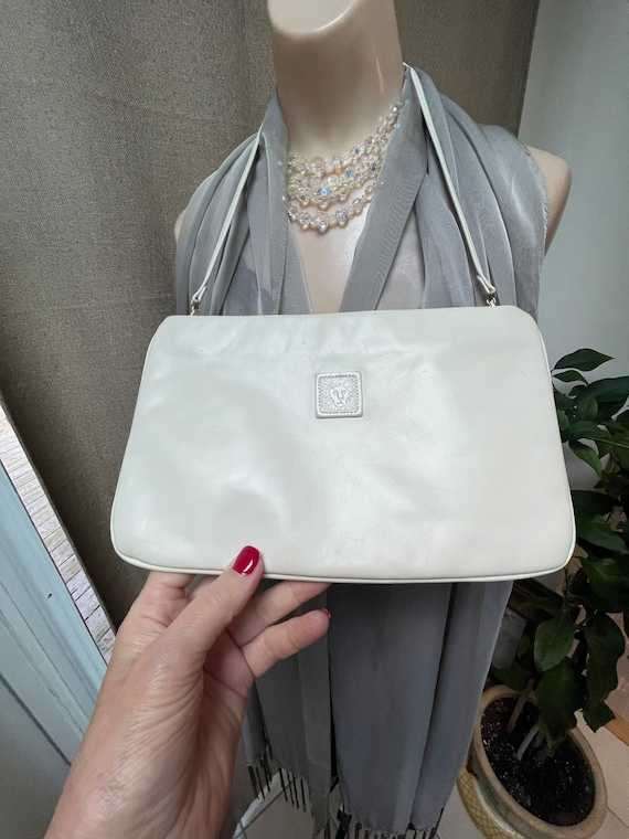 Vintage cream ivory Anne Klein leather shoulder ba